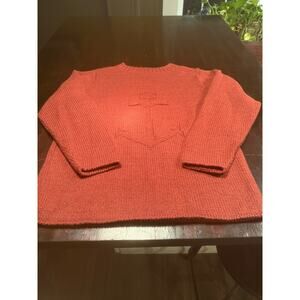 Vintage FLORA CREW NECK Sweater, Anchor Design, USA, Rust, Size M, New